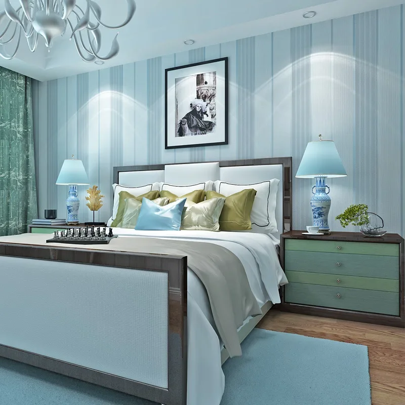 Stereo velvet striped nonwoven bedroom living room wallpaper Modern collision pigment striped hotel wallpaper.