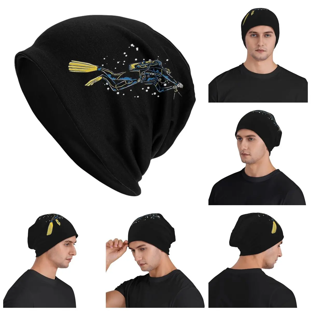 

Scuba Diving Dive Diver Sea Snorkeling Sports Warm Knitted Cap Hip Hop Bonnet Hat Autumn Winter Outdoor Beanies Hats for Unisex