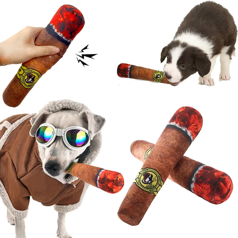 Funny Cigar Plush Toy for Small and Medium Dogs, Fake Smoke, Cigarettes Dog Chew Interactive, Bite Resistant Toy, Pets Supplies