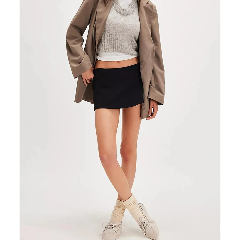 

Combhasaki Womens Y2k Cleanfit Slim Short Mini Skorts Casual Simple Stylish Solid Sporty Elastic Low Rise A-line Baseball Skirts