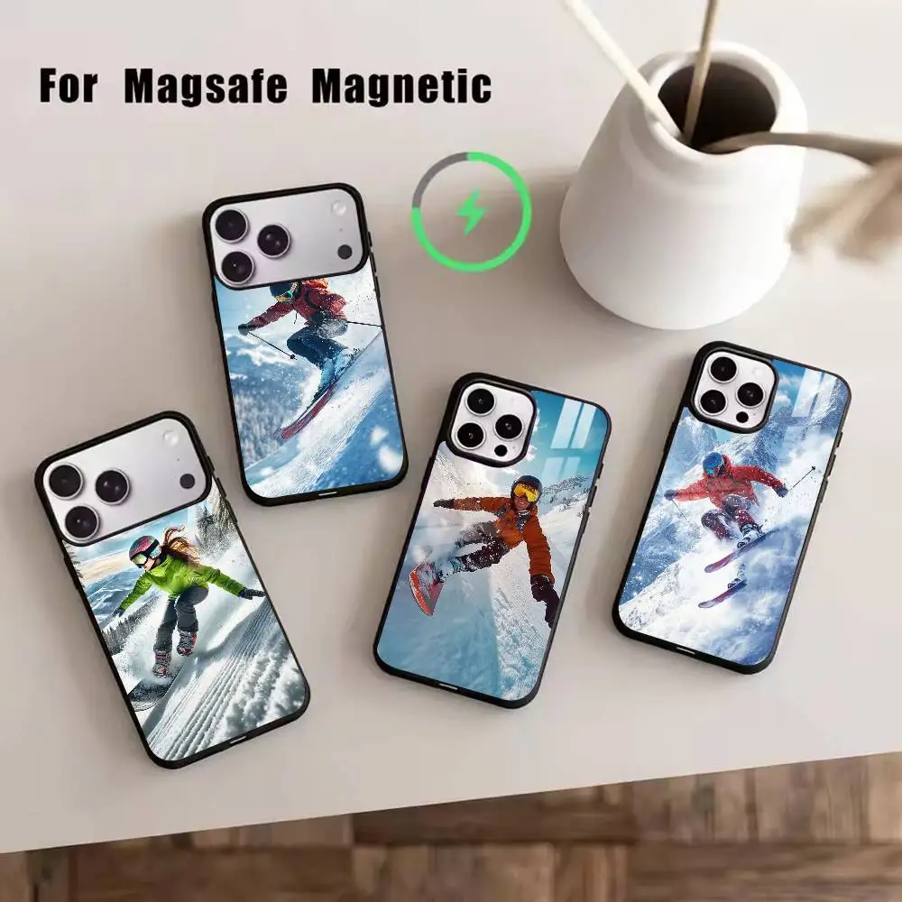 

Snow Snowboard Ski -SS Phone Case For iPhone17,16,15,14,13,12,11 Plus,Pro Magnetic with Magsafe Wireless Charging