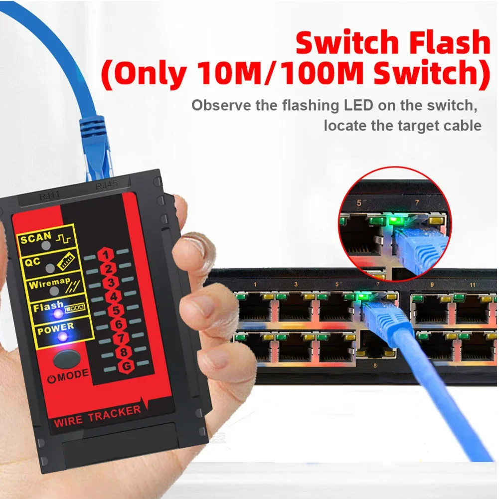 ET606 Network Cable Tester For PoE For RJ45 RJ11 Wire NCV Voltage Detector For LAN Telephone Line Maintenance Tool