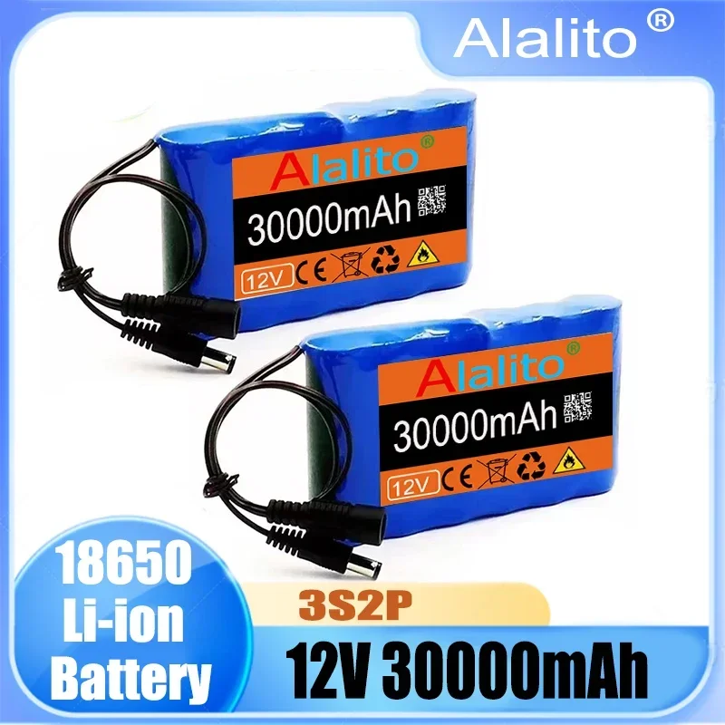 

18650 12V 30000mah 3s 2p Емкость DC 12,6 V 30Ah Портативный перезаряжаемый литий-ионный аккумулятор для рыболовных фонарей + зарядное устройство