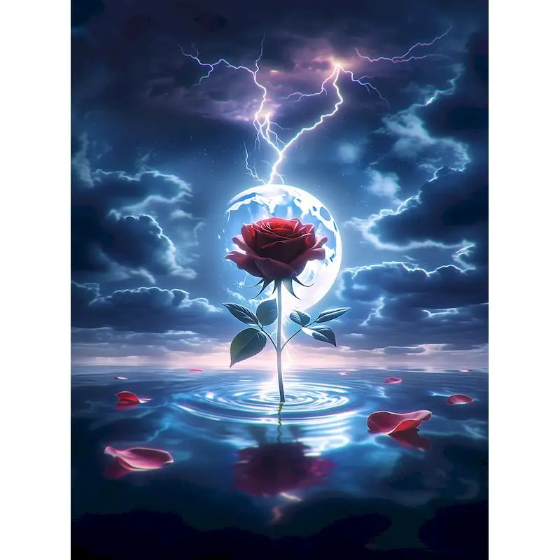 

GATYZTORY Rose Paint By Numbers Handiwork Art Color by Numbers Kit Landscape Easy Paint On canvas Diy Making Kits