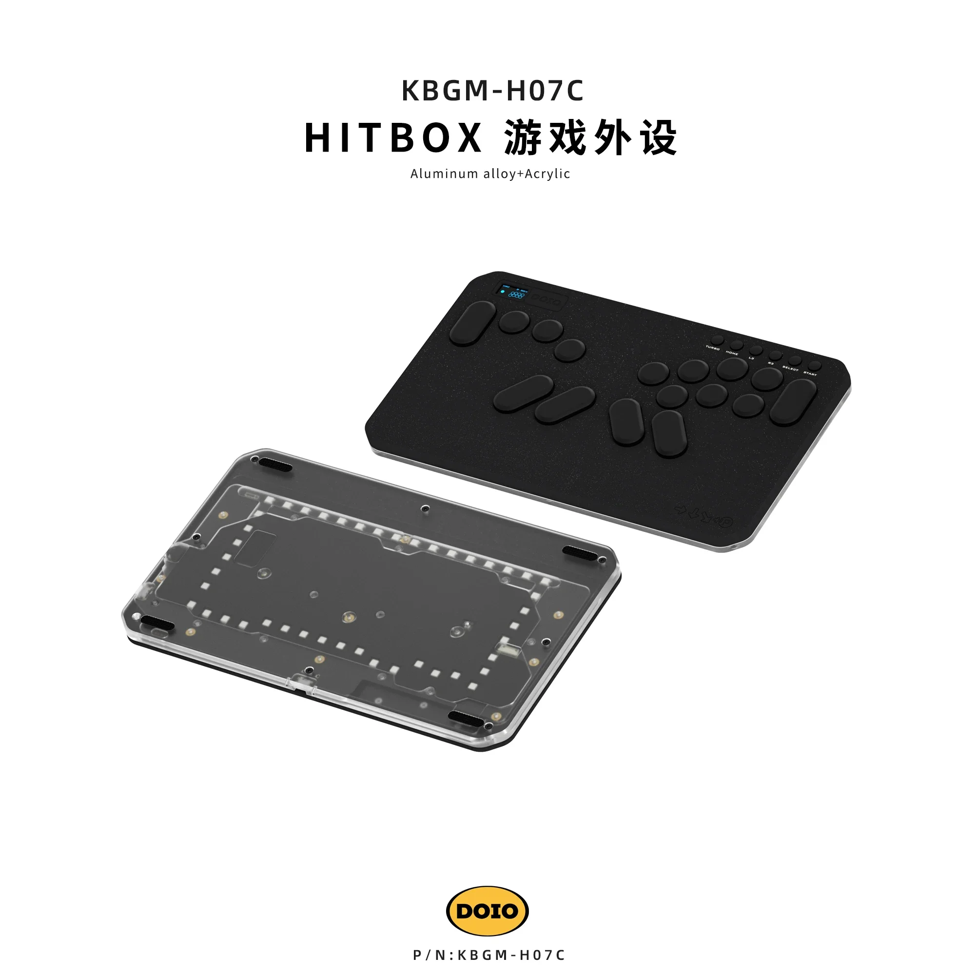 DOIO HITBOX KBGM-H07C Mini teclado de aleación de aluminio PBT ergonómico periférico de juego teclado personalizado compatible con PS4 PS5 Switch PC Steam
