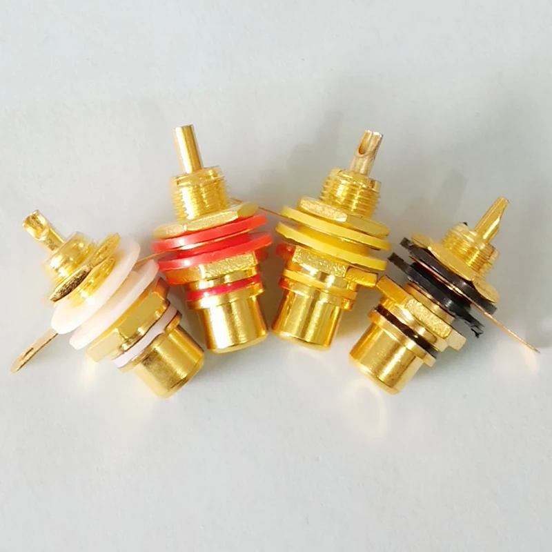 1PCS RCA Female Socket Lotus Connector Chassis Panel Mount Adapter Audio Terminal Plug AV Plug Gold Plated