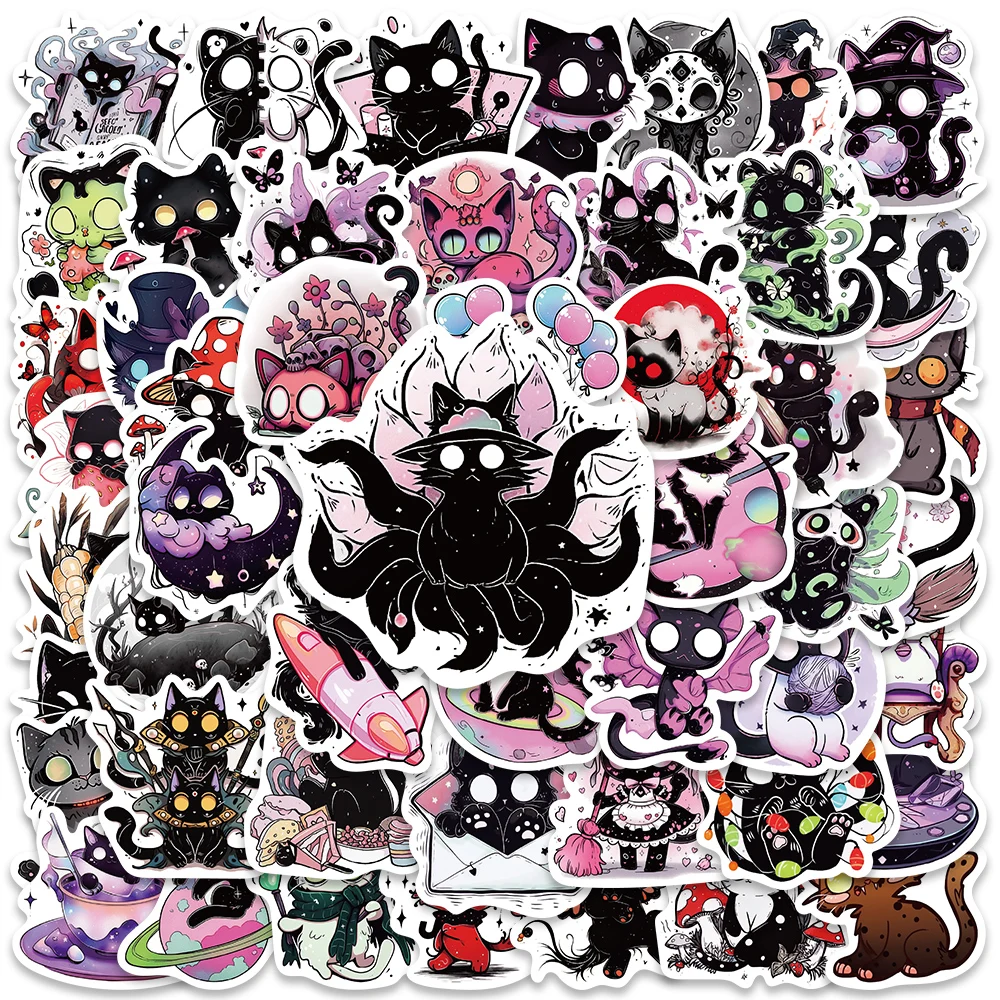 50 pz Kawaii Magic Witch Cat Kitty Gothic Cartoon Graffiti Stickers decalcomania cancelleria Laptop frigorifero valigia bottiglia adesivo del