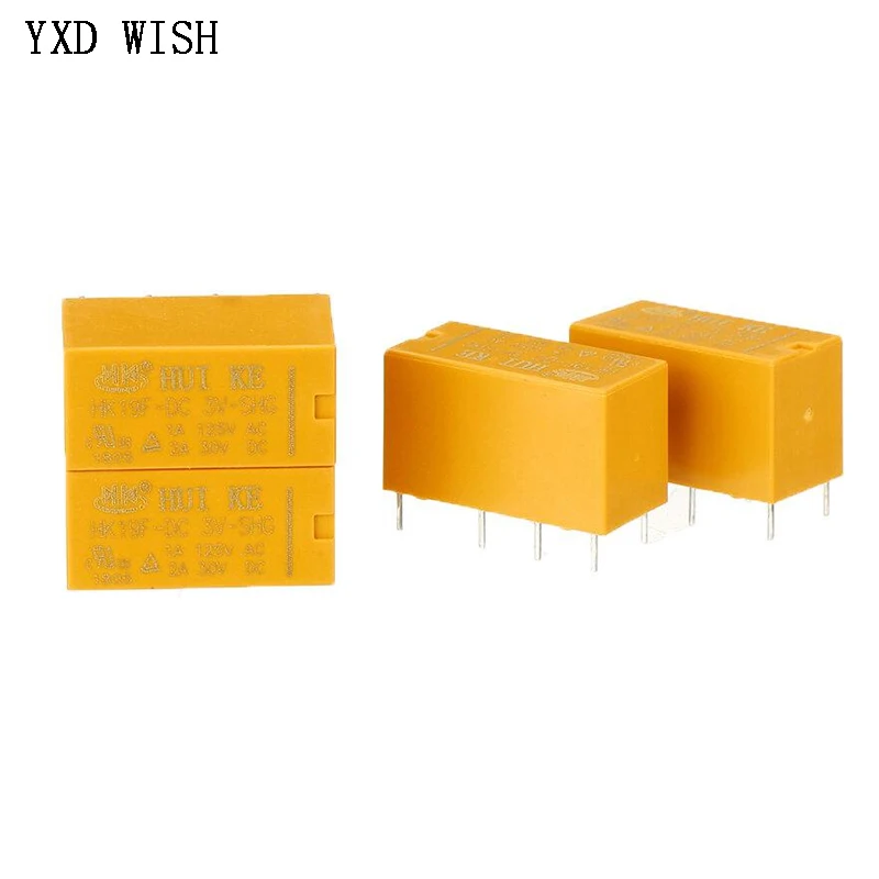 5pcs Relay HK19F-DC 3V 5V 9V 12V 24V -SHG 8PIN Relay Coil DPDT 8 Pin 2NO 2NC Mini Power Relays PCB Type HK19F-DC5V-DC12V-SHG