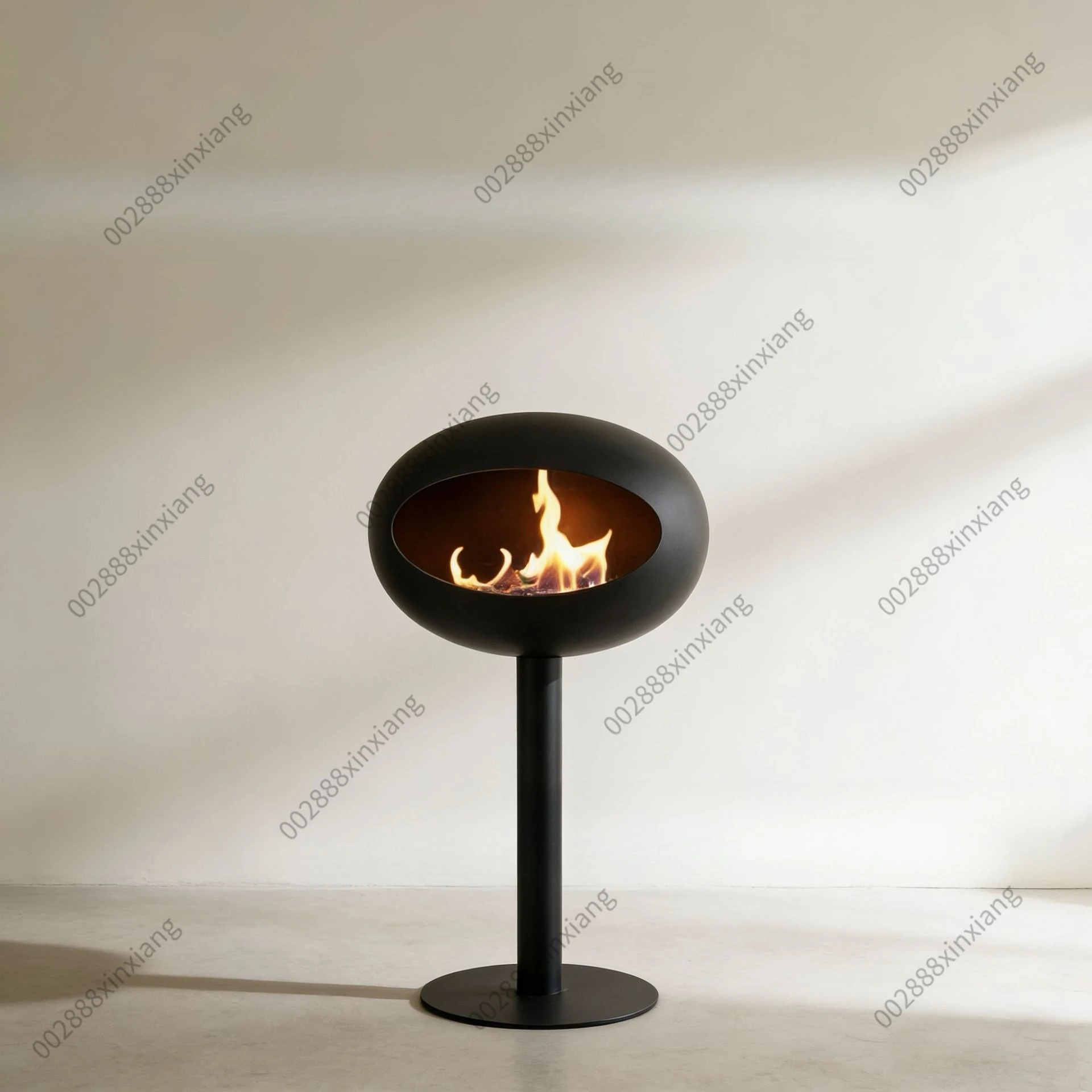 Freestanding Bioethanol Fireplace Ellipse Shape Smokeless Real Fire Fireplace Luxury Living Room Villa Heating Stove