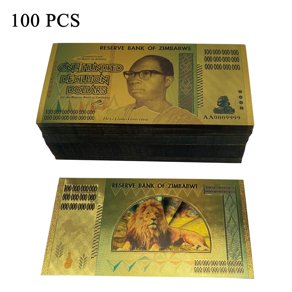 100 PCS/Lot Zimbabwe One Hundred Decillion Dollars Commemorative Banknote For Gifts and Collection