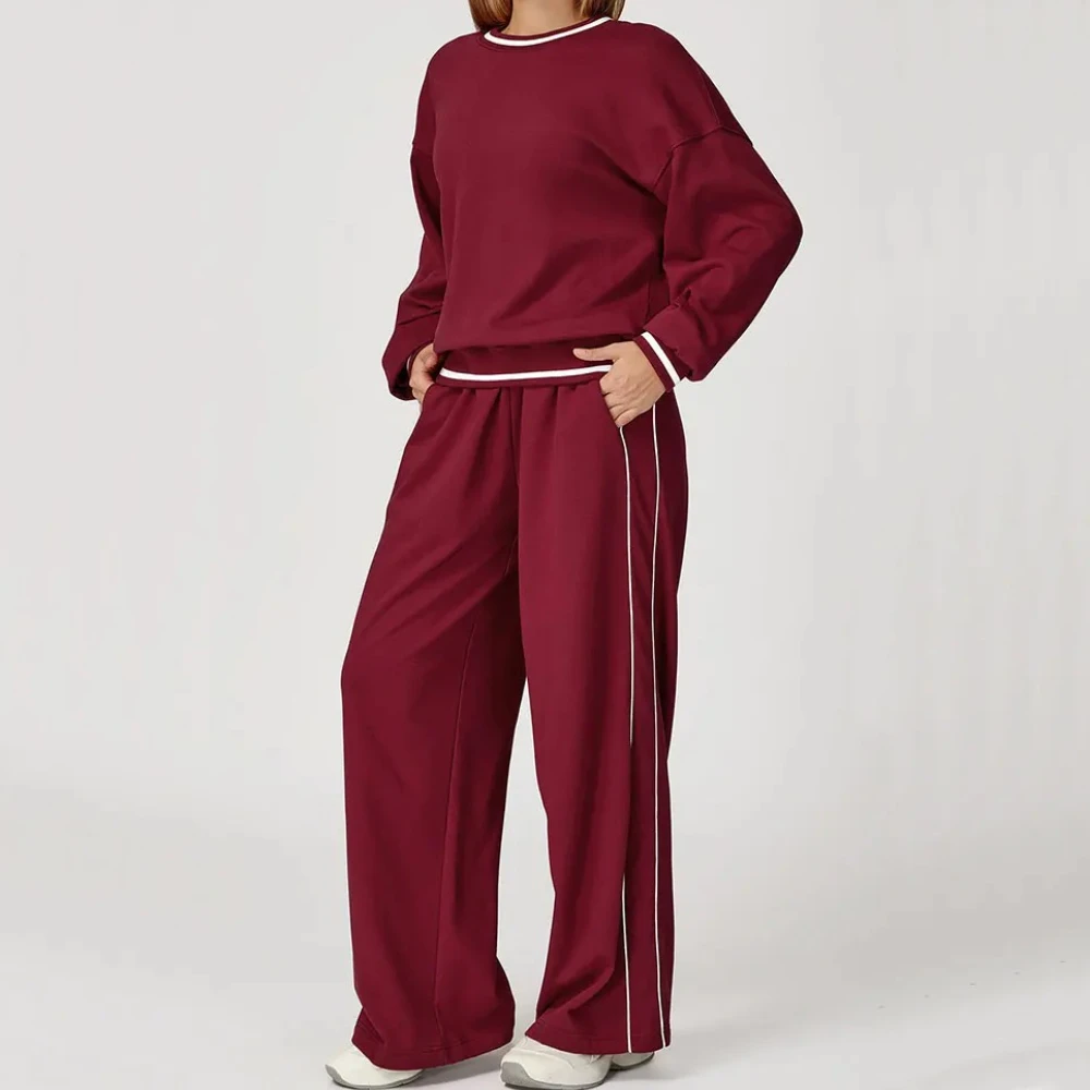 

2PCS Winter Yoga Sets Contrasting Sports Hoodie Sweatpants Set Women's 2Pieces Tracksuit Outdoor Running Set Gym Sports Suits