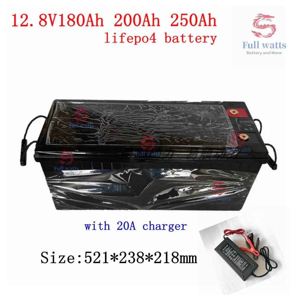 

Lifepo4 12V 200AH 300Ah 250ah lithium battery BMS 4S deep cycle for 1800W inverter EV RV Solar energy storage +20A Charger