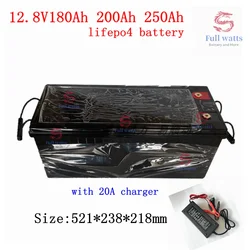 Lifepo4 12V 200AH 300Ah 250ah lithium battery BMS 4S deep cycle for 1800W inverter EV RV Solar energy storage +20A Charger