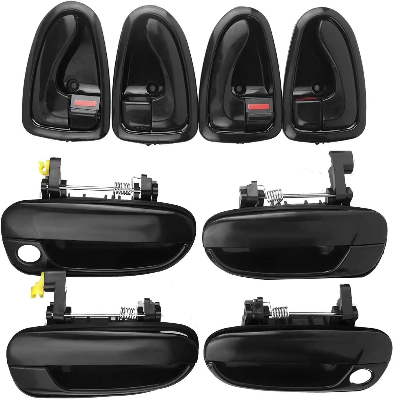 

Door Handle Set for 2000-2005 Hyundai Accent Dodge Verna Exterior Interior Front Rear Driver Passenger Side Replacement Pack of