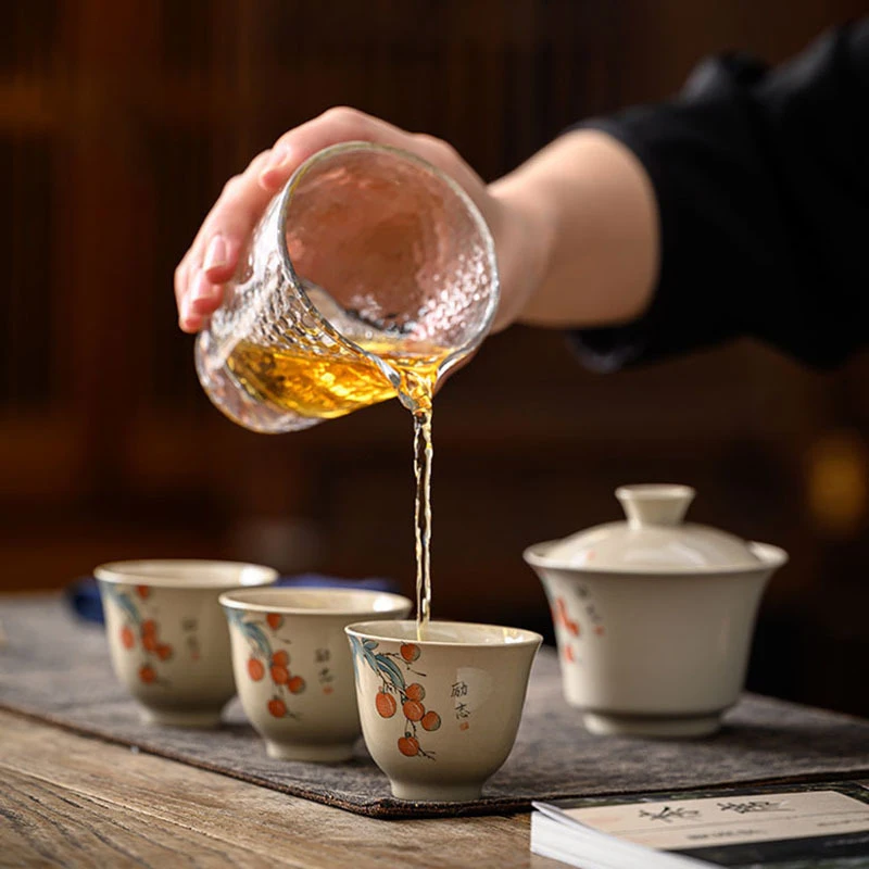 Ceramic Travel KungFu Tea Set Gaiwan for Tea Complete Tea Pot and Cup Portable Storage Bag Home Office Decorative Teaware Gift