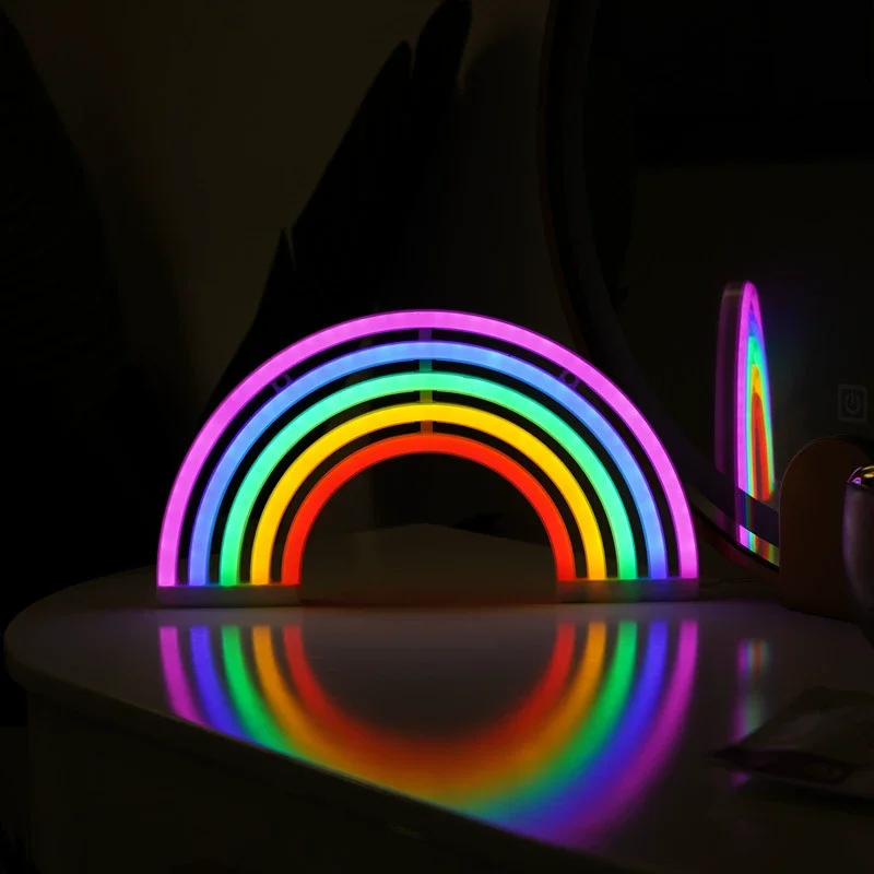 

Popular Design Wall Hanging Rainbow Ins Room Decoration Lights Dual Use 5-color Rainbow Ornaments Neon Lights