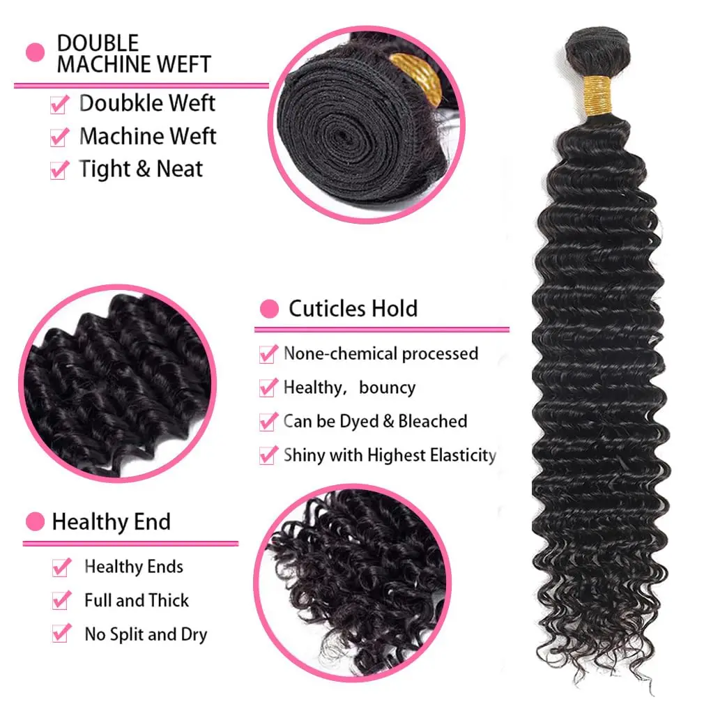 Zestawy ludzkich włosów Deep Wave 22 24 26 cali 100% brazylijski dziewiczy włosy Remy Deep Curly 3 zestawy ludzkich włosów podwójny wątek dla kobiet