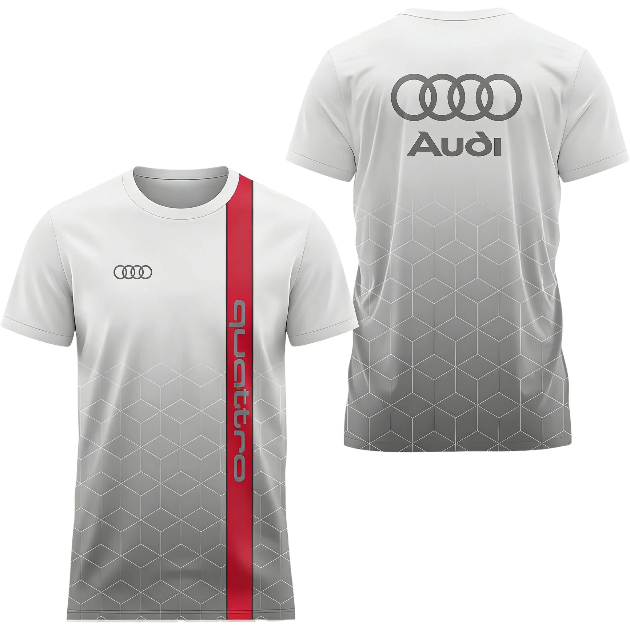 Audi Logo 3D Printed T-Shirt for Men Quick-Drying Sweat-Absorbing Summer Top Comfortable Short-Sleeved Trendy Casual Wear