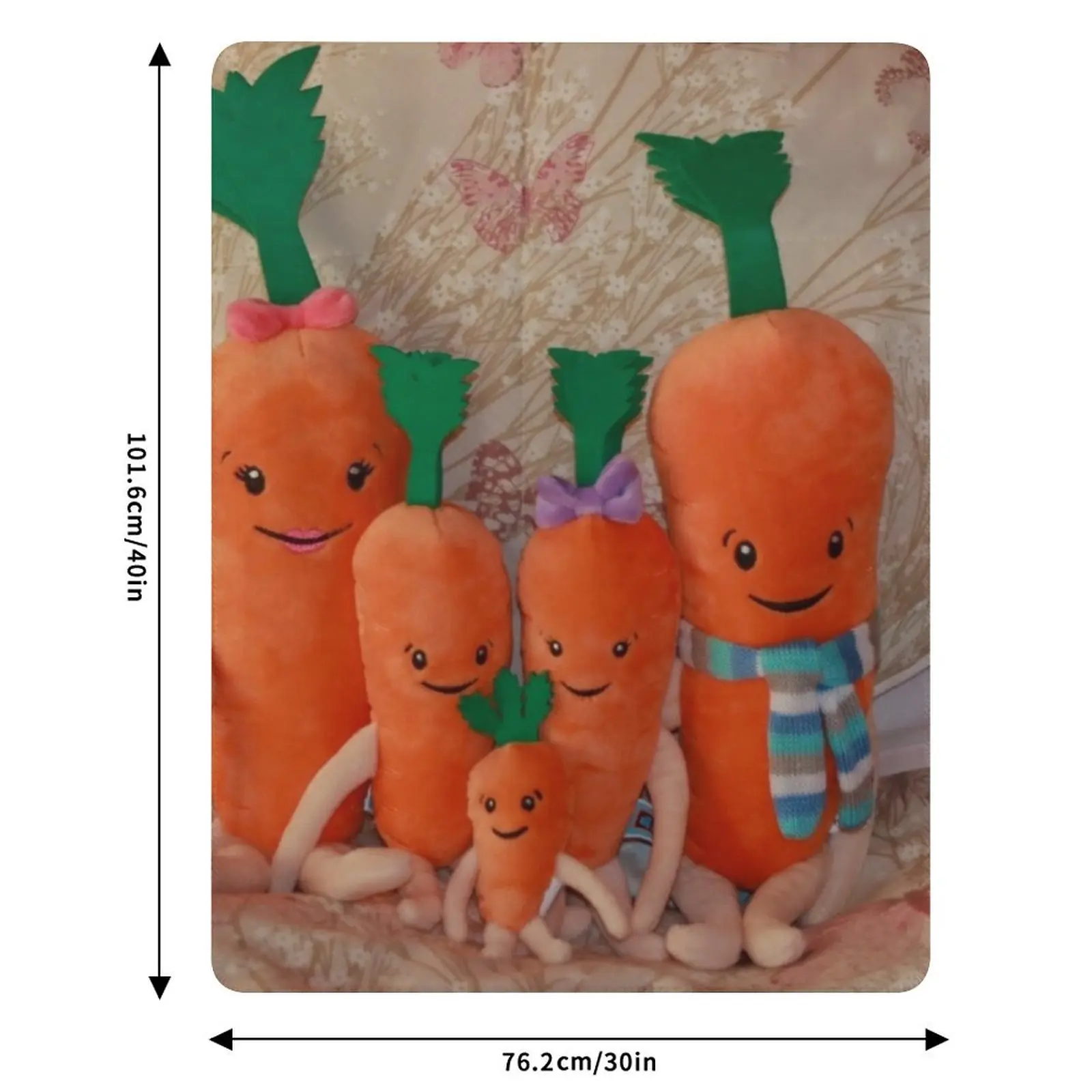 عائلة الجزر (كين، كاتي، شاردونيه، جاسبر آند بيبي جزر)، بطانية رمي للأريكة، بطانية منقوشة على شكل سرير أشعث رفيع للأطفال