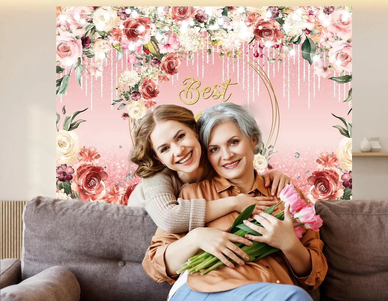 عيد الأم السعيد أمي الوردي بريق زهرة الماس الخلفيات الكمبيوتر طباعة لوازم الحفلات خلفيات استوديو التصوير الفوتوغرافي