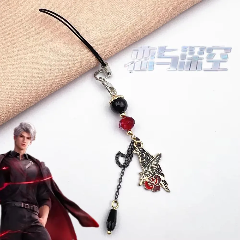 Game Love And Deepspace Sylus Cosplay Phone Chain Crow Rose Pendant Keyring Bag Keychain Accessories Character Props Christmas