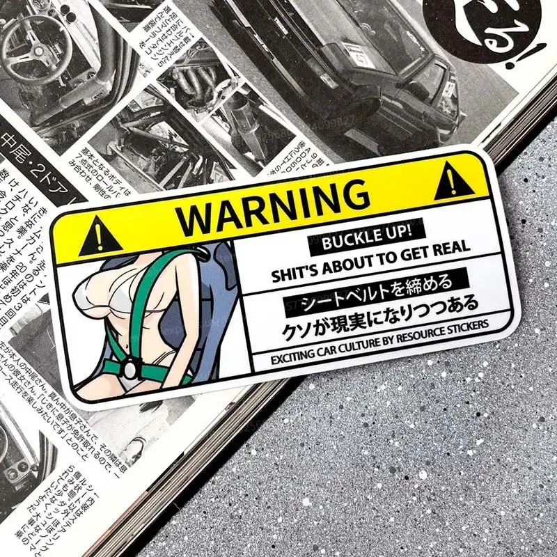 Cartoon Car Sticker Warning Airbag Check Warning Decal Anime Waterproof Car Accessories Stickers SH40 Mini Cooper Accessories