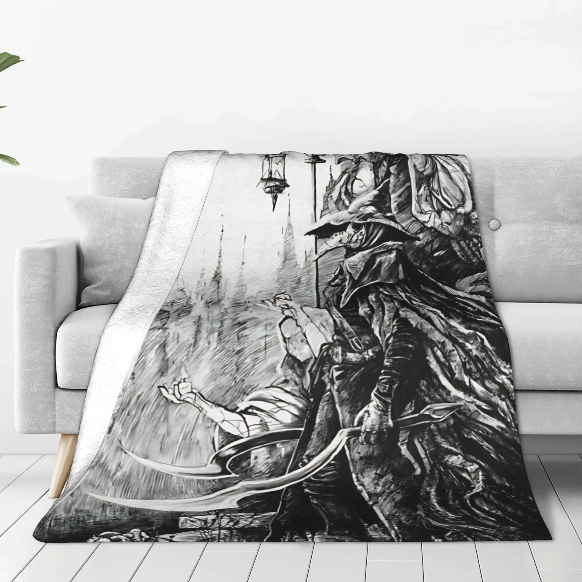 1PC Home Cutecore Gothic Bloodborne Blanket Super Cosy Plush Home Living Room Sofa Halloween