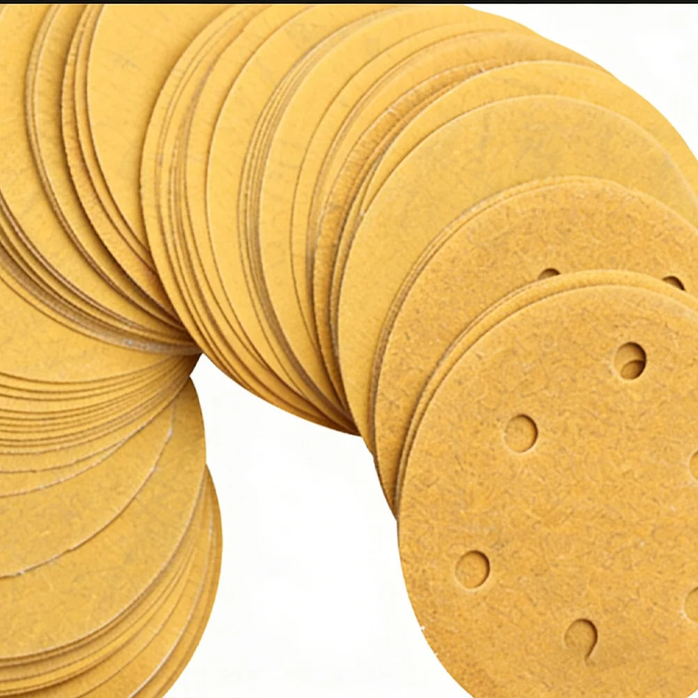 100pcs 6 Inch 17 Holes Yellow Sandpaper Sanding Discs 40-800 Grit For Woodworking Metal Grinding Disc Abrasive Polishing Tool