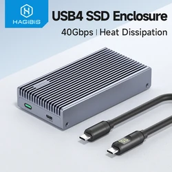 Hagibis 40Gbps USB4 M.2 NVMe SSD Enclosure With LED Display USB4 Cable for Thunderbolt 4/3 USB 3.2/3.1/3.0 B+M M-Key SSD Case