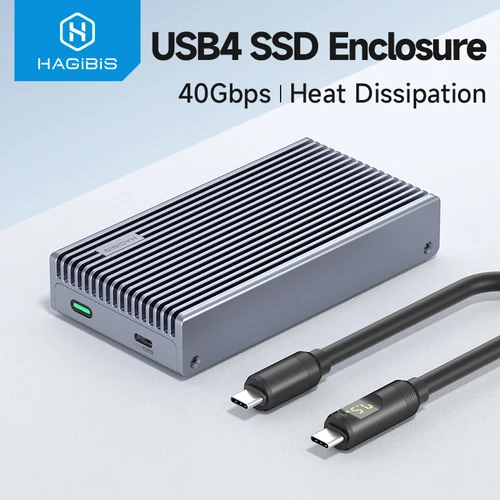 Hagibis 40Gbps USB4 M.2 NVMe SSD con pantalla LED Cable USB4 para Thunderbolt 4/3 USB 3,2/3,1/3,0 B + M M-Key SSD Case