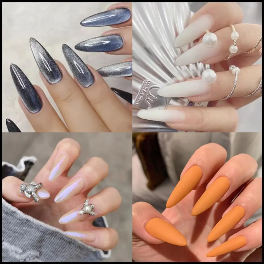 24/Sculpted Nail Tips Press Long Fake Finger Polish Gel Extension Tips Quick Building Mold False Tips Tools