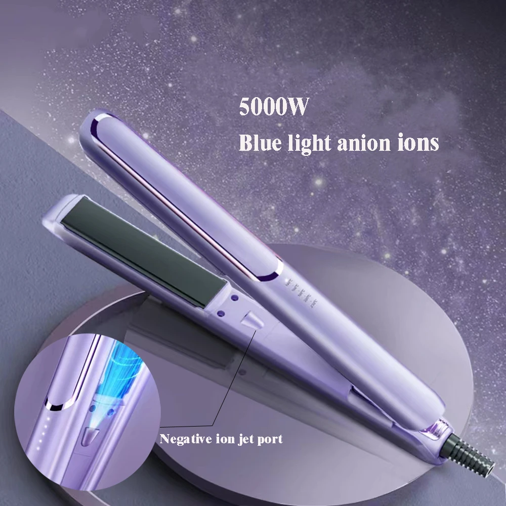 Portable Hair Straightener Flat Irons Straight Curly Hair Ceramic Blue Light Anion Ions Hair Straightener Hair Styling Tools