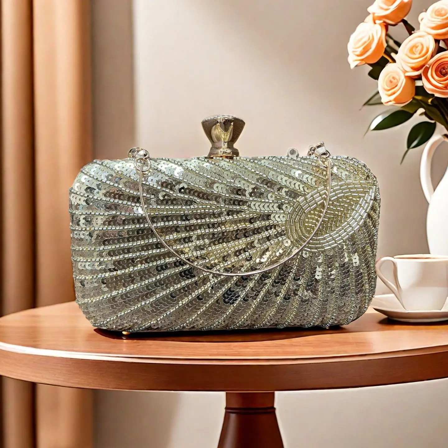 

Роскошные вечерние сумки с ручной вышивкой и пайетками для женщин, маленькая сумочка-клатч для банкетов и вечеринок, розово-красная, черная, золотая, сумка через плечо с цепочкой, женская сумка.