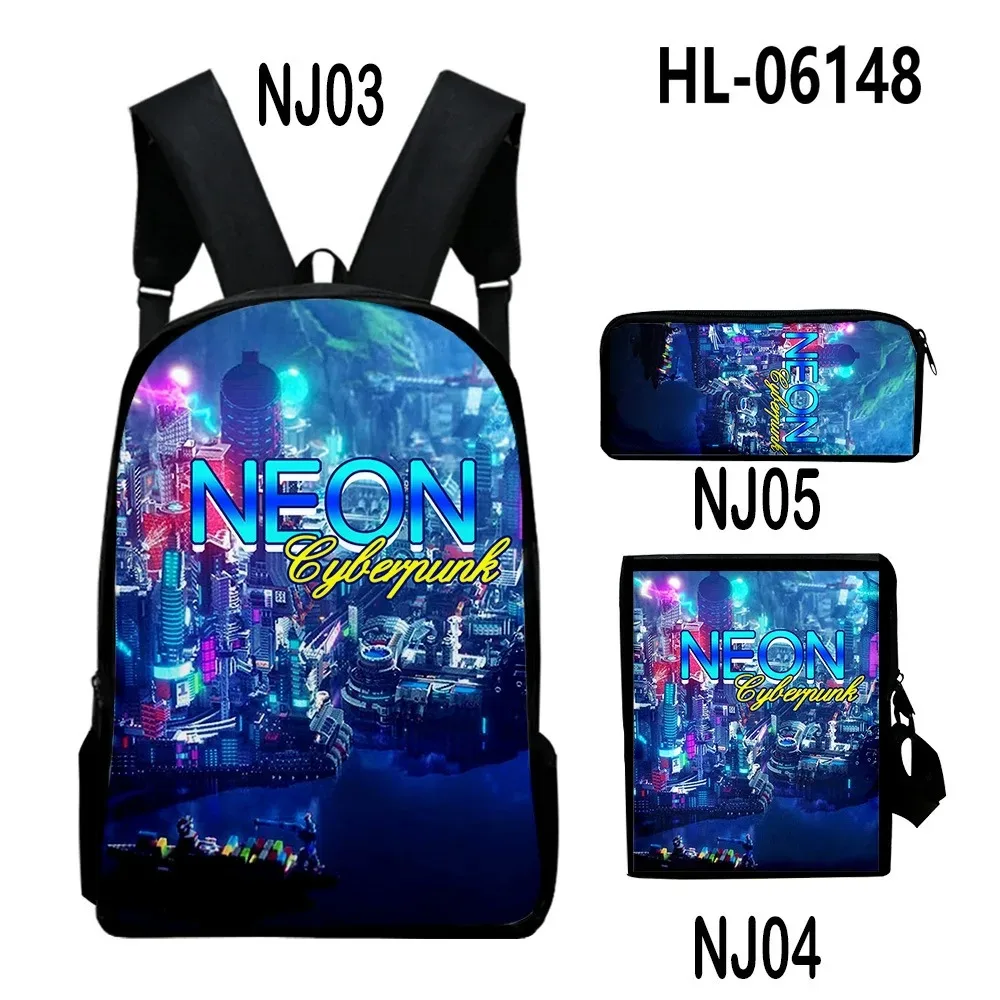 Cyberpunk 3d Print Backpack for School, 3 Piece Set, for Laptop, Backpack with Shoulder Bag and Case