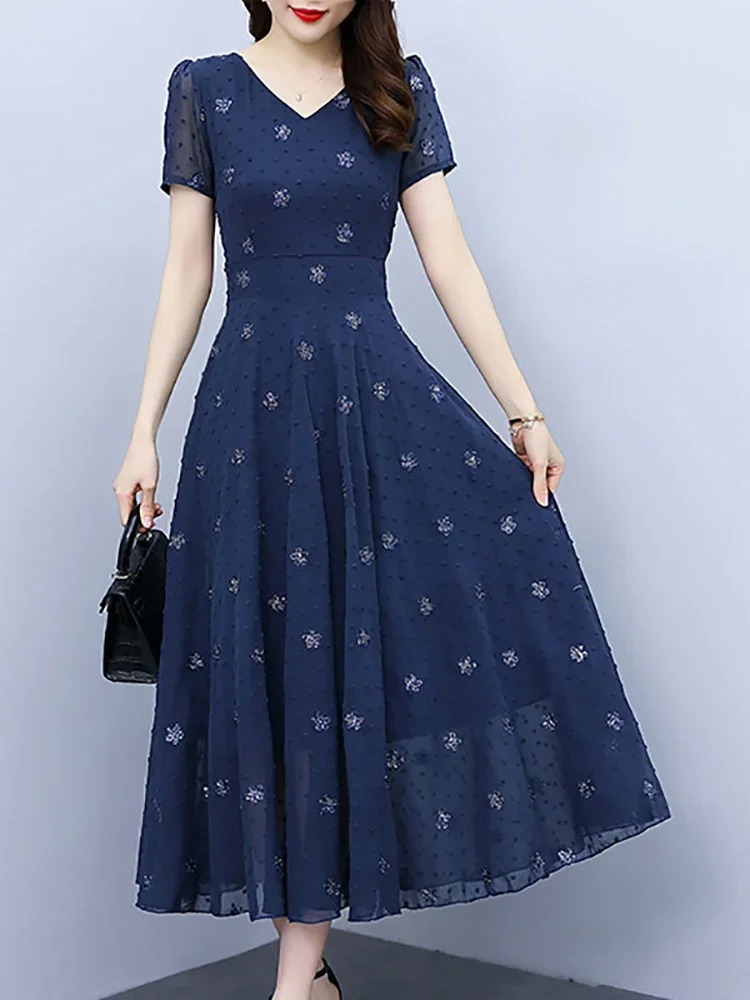 Sommer Stickerei Blumen Luxus Midi Kleid Frauen elegante schicke Abschluss ball Nacht kleider Vintage formelle Party z15