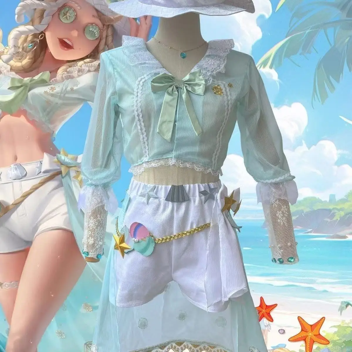 Demi Bourbon Cosplay Game Identity Ⅴ Barmaid Demi Bourbon Cosplay Costume Sea Salt Special Tune Woman Halloween Role Play Suit