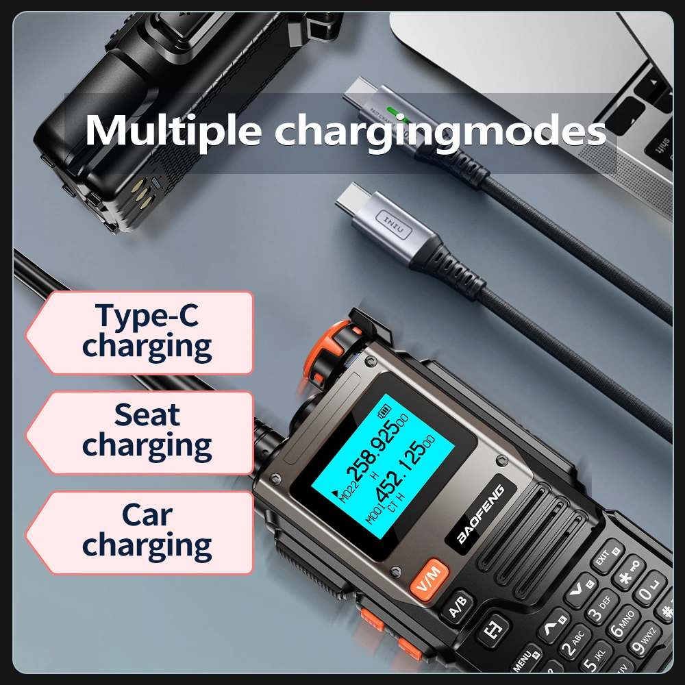 Baofeng UV-K61 VHF UHF لاسلكي تخاطب 999 قنوات Type-C AM بطارية تعمل في حالات الطوارئ DTMF NOAA قنوات الطقس UV-5R K6 K5(8)