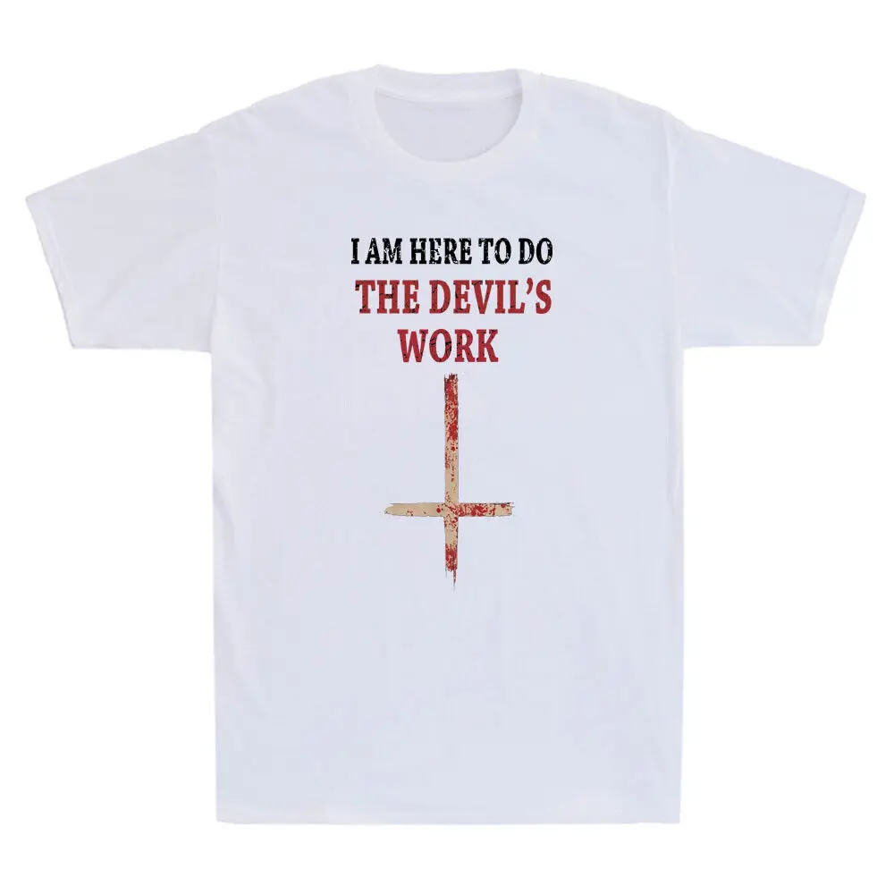 

Satan and Devil I Am Here To Do The Devil's Work Funny Quote Retro Men's T-Shirt