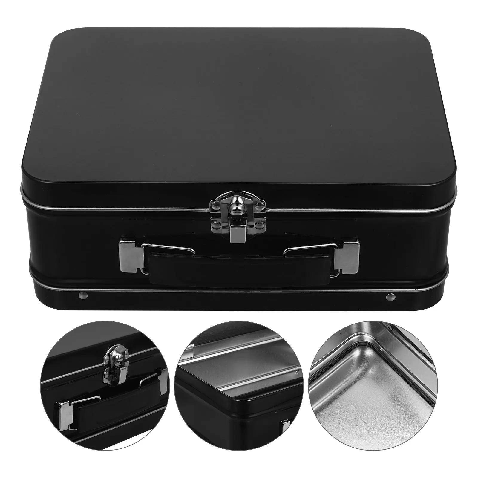 

1pc Tinplate 205x150x75mm White Large Capacity Desktop Gift Jewelry Storage Container Tin Carry Box Coin Storage Box Souvenirs