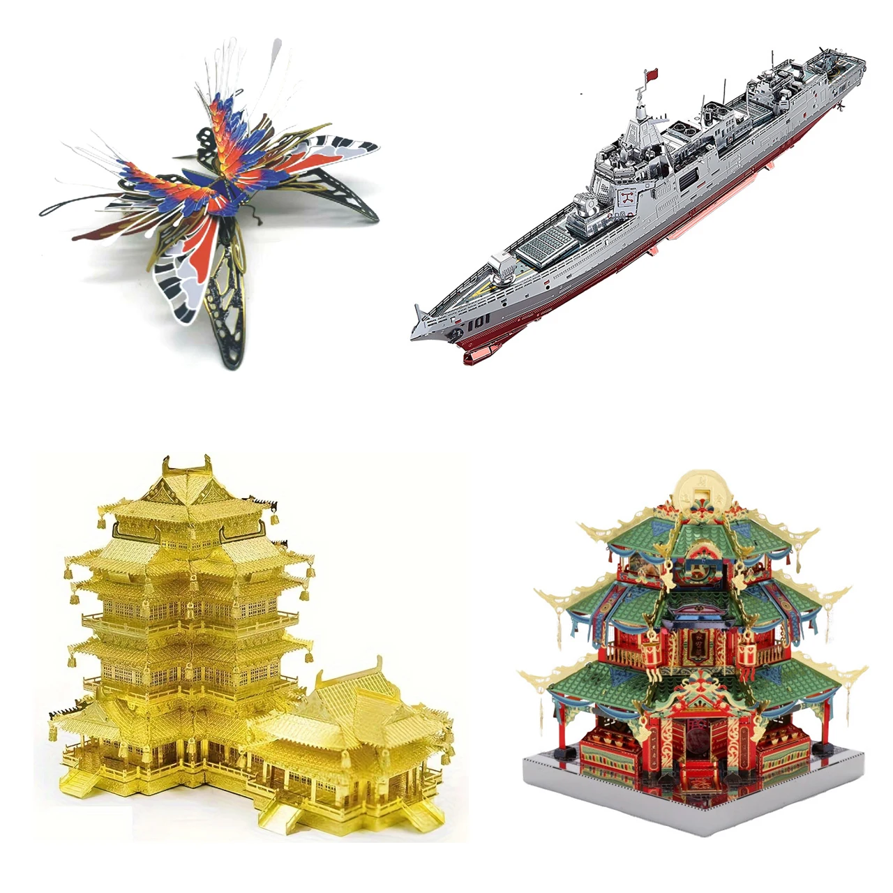 3D Metal Puzzle Colorful Butterfly 1942 motorcycle 055 Destroyer Ship model KITS Assemble Jigsaw DIY Puzzle Gift Toys For Adult