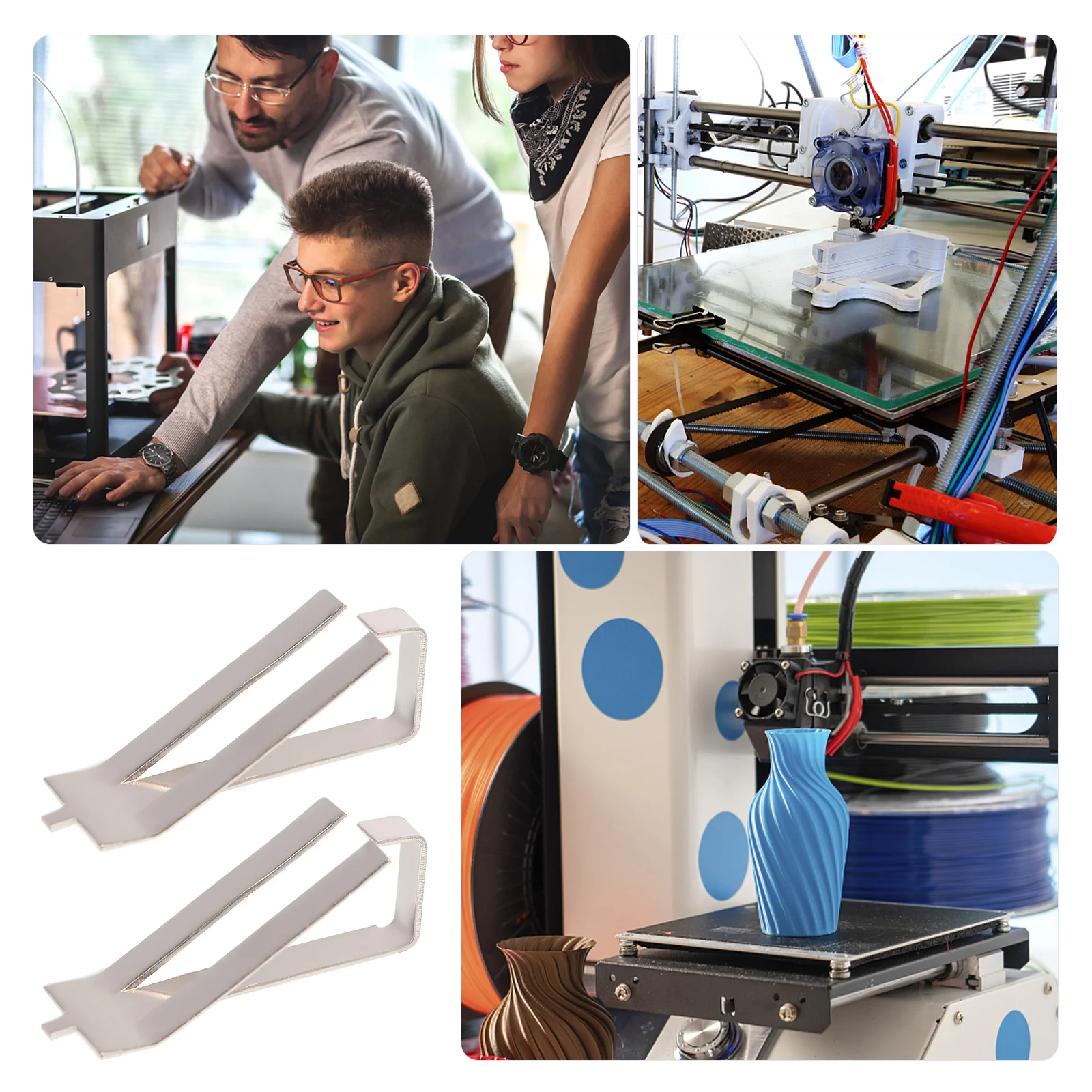 10Pcs 3D Printer Hot Bed Glass Bed Clips Sturdy Spring Steel Platform Clamps Stable Fixation Clips for Professional Personal Use