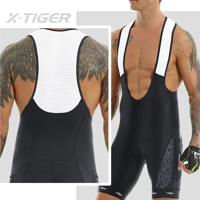 X-TIGER Men Cycling Bib Shorts 7 Hours 5D Padded Bibs Bicycle Tights MTB Road Cycling Bib Shorts Breathable SPF 50+ Bike Shorts