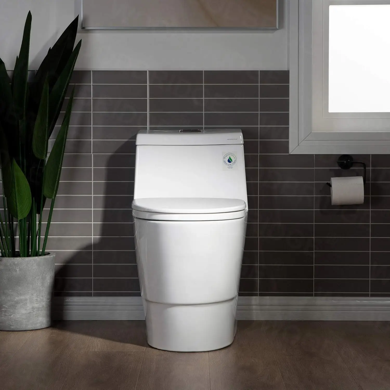 One Piece Toilet with Soft Closing Seat Chair Height 1.28 GPF Dual Water Sensed 1000 Gram MaP Flushing Score Toilet