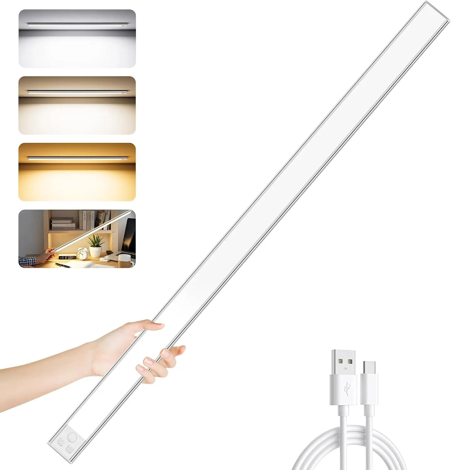 Under-Unit Light Kitchen LED, 30cm 40cm 50cm LED Dimmable Rechargeable Kitchen Under-Unit Light, Motion Sensor Light