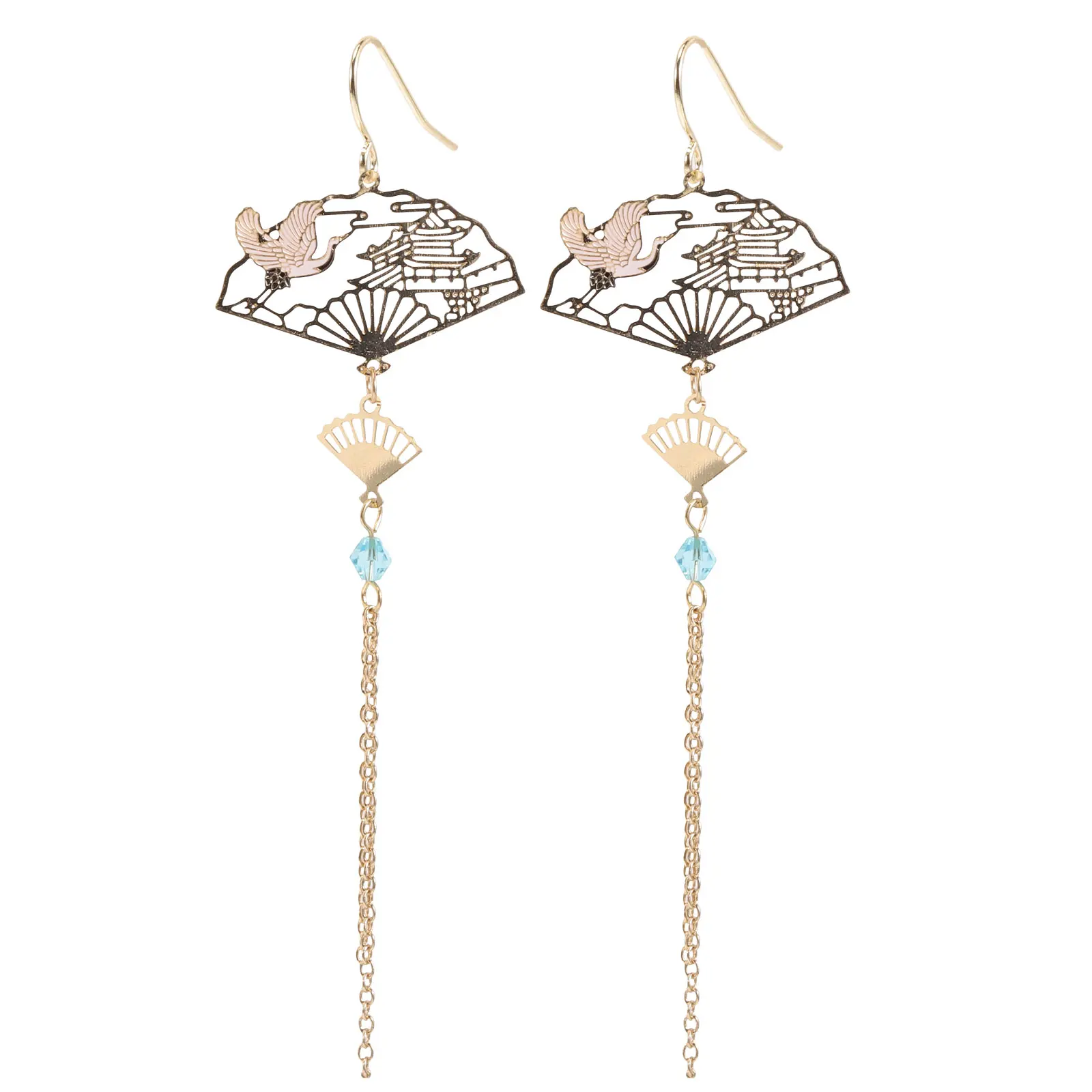 

Fan Shaped Tassel Earrings Hollow Dangle Drop Ear Dangler Women Jewelry Accessories Banquet Dangle Earrings Party