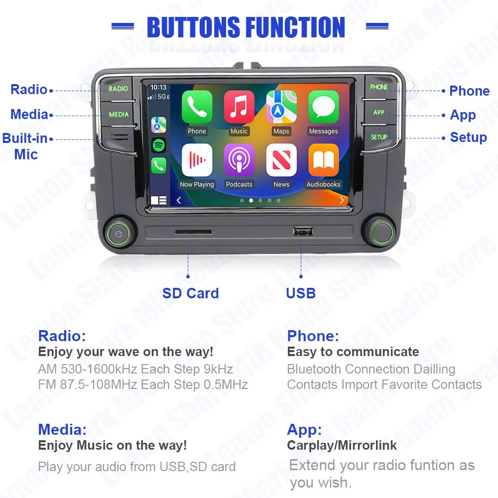 Noname الضوء الأخضر RCD360 PRO MIB Carplay راديو السيارة أندرويد السيارات بلوتوث الملاح 6RD035187B لشركة فولكس فاجن لسكودا اوكتافيا #2