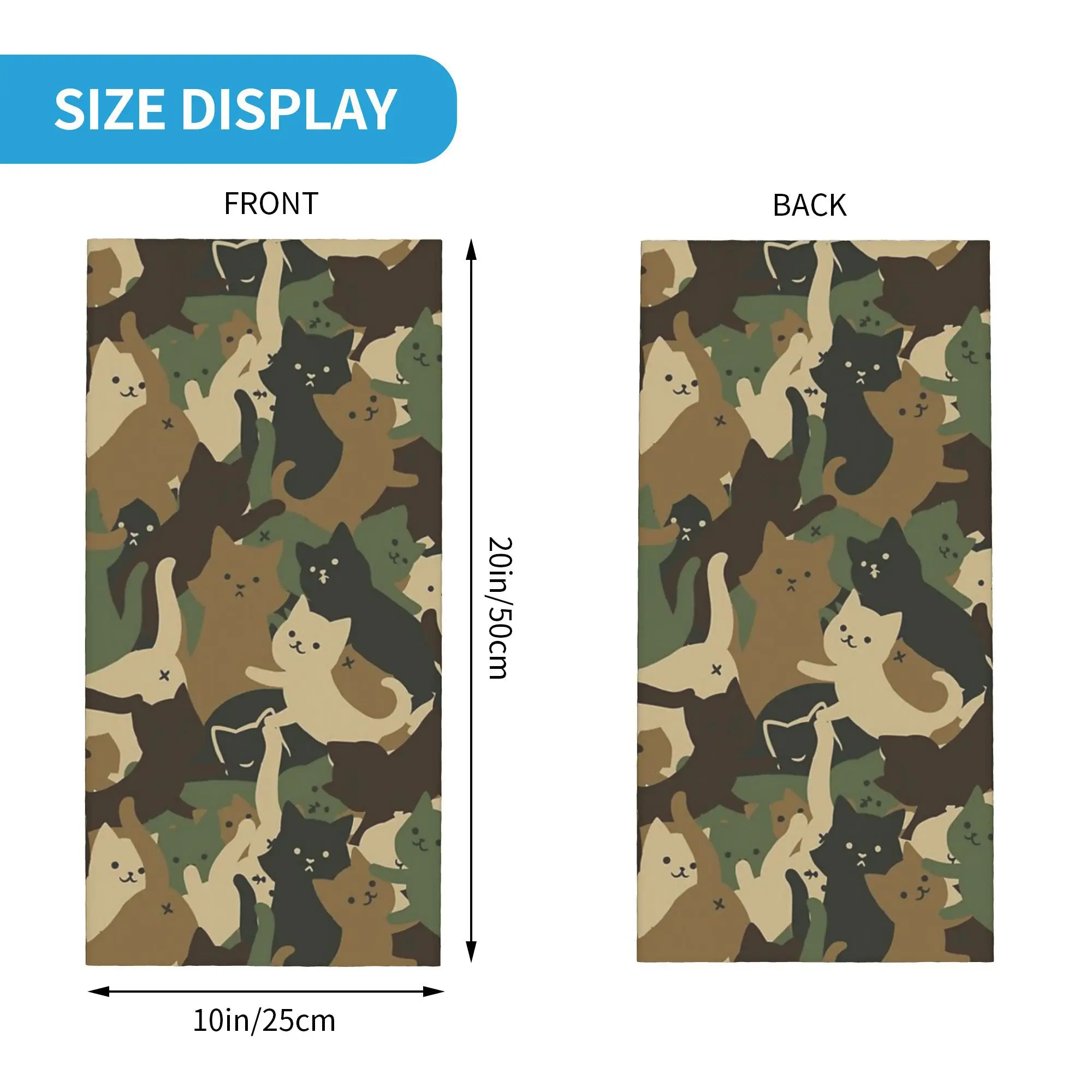 Cats Army Camouflage  Bandana Neck Cover Printed Wrap Scarf Multifunction Balaclava Riding For Men Women Adult Winter