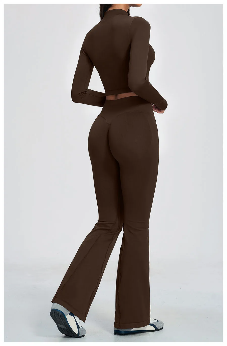 Neues 2-teiliges Yoga-Set, nahtloses Sportoutfit, Damen-Trainingsanzug, Lauf- und Workout-Kleidung, langärmelig, mit Reißverschluss, Sportbekleidung – Detail 24