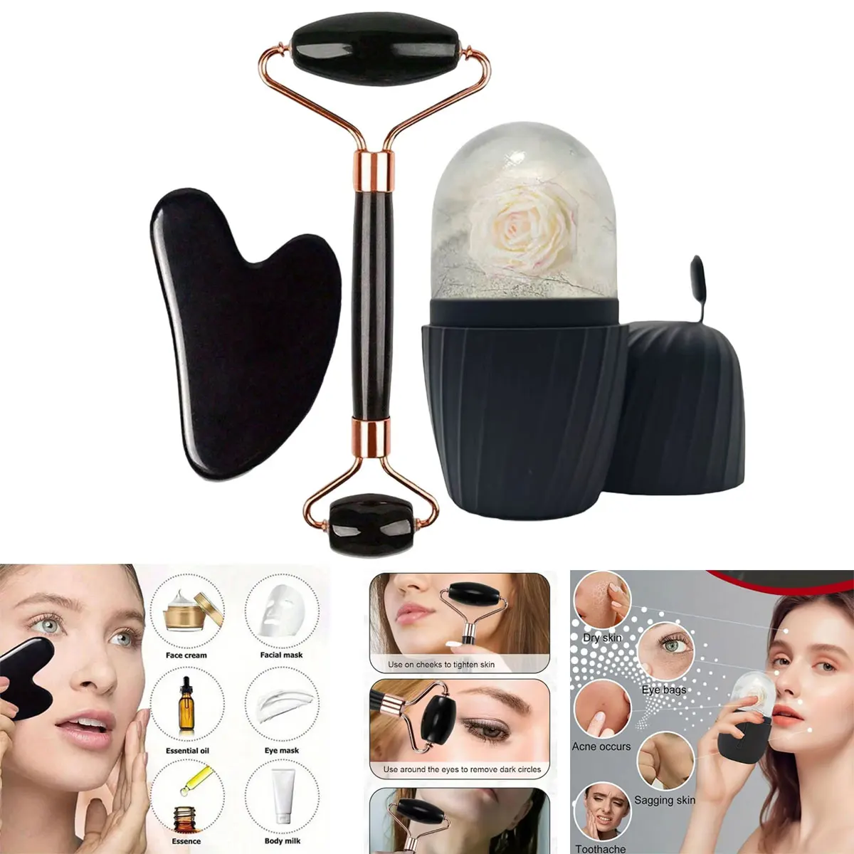 Conjunto de cuidados faciais de 3 peças
