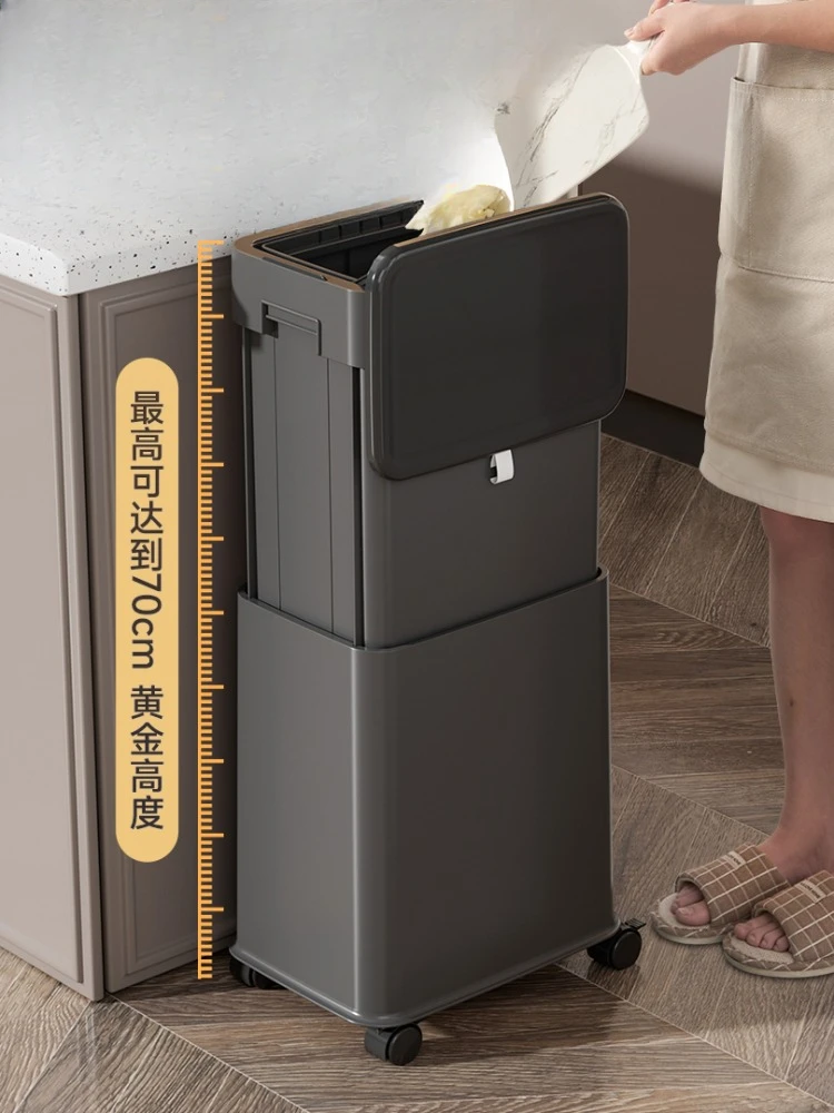 Large Capacity Kitchen Removable Trash Can with Covered Wheels Luxury Creative Ornaments Home Decor Trash Can Trash Storage Box